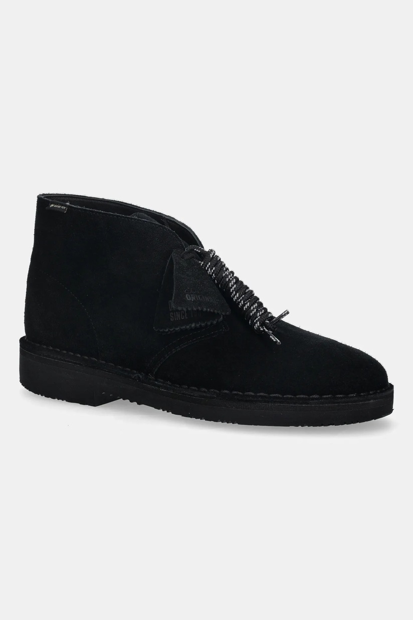 Clarks Originals leather shoes Wallabee Boot men's black color