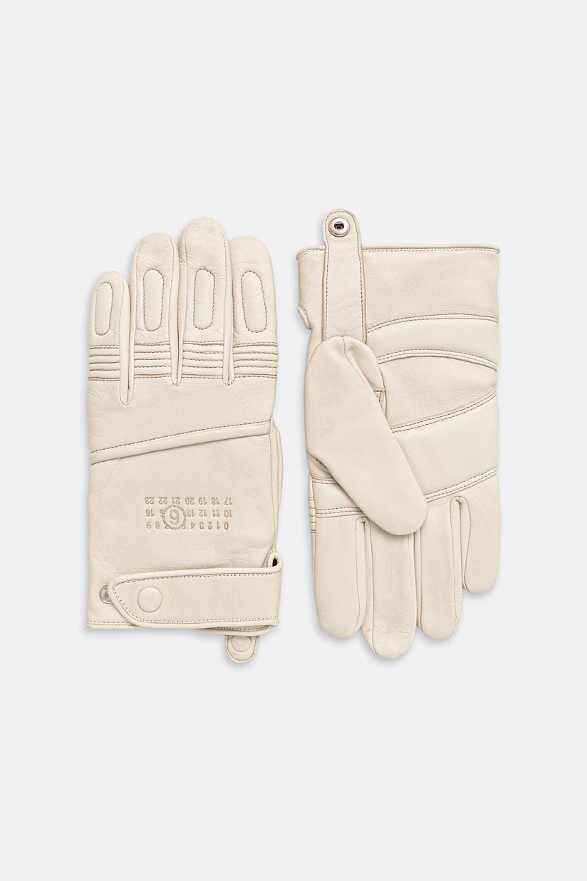 MM6 Maison Margiela leather gloves x Agnelle beige color SH2TS0003