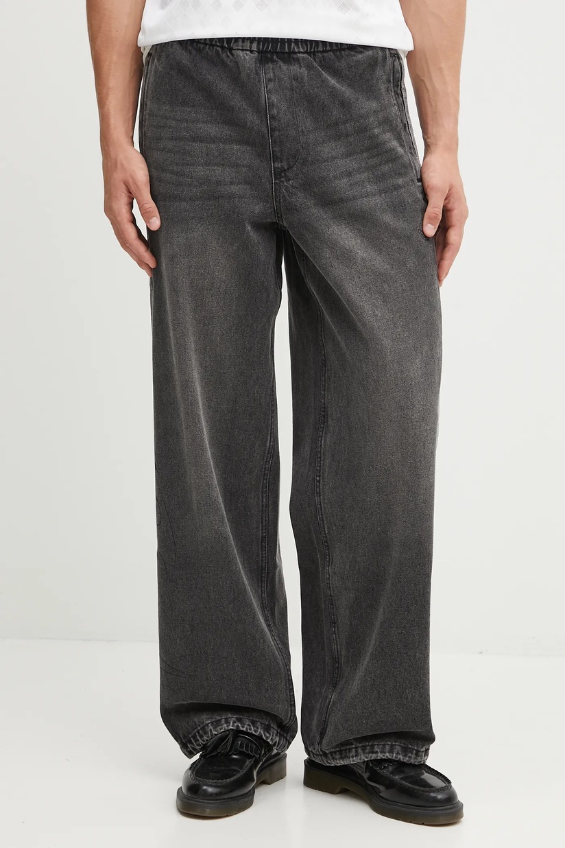adidas Originals cotton joggers Adilenium Denim black color smooth