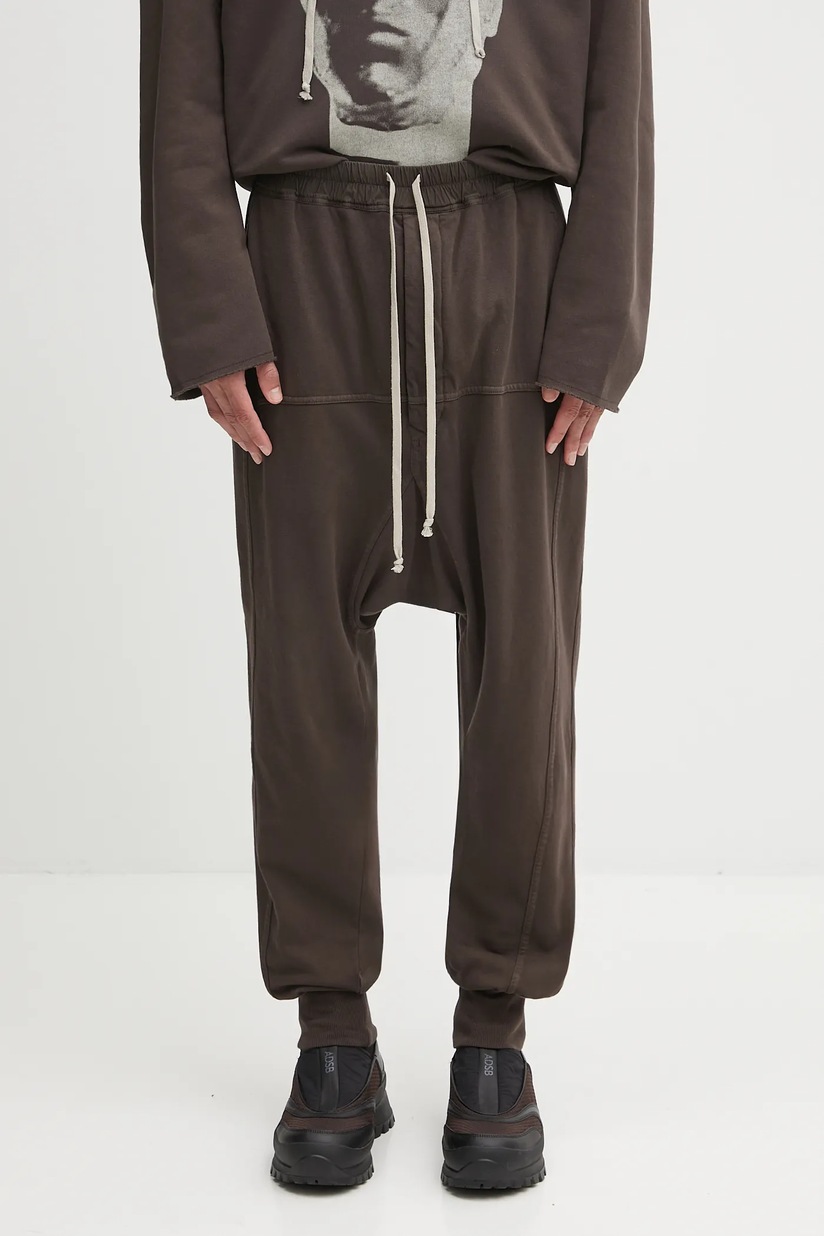 Rick Owens cotton joggers Prisoner Drawstring brown color smooth