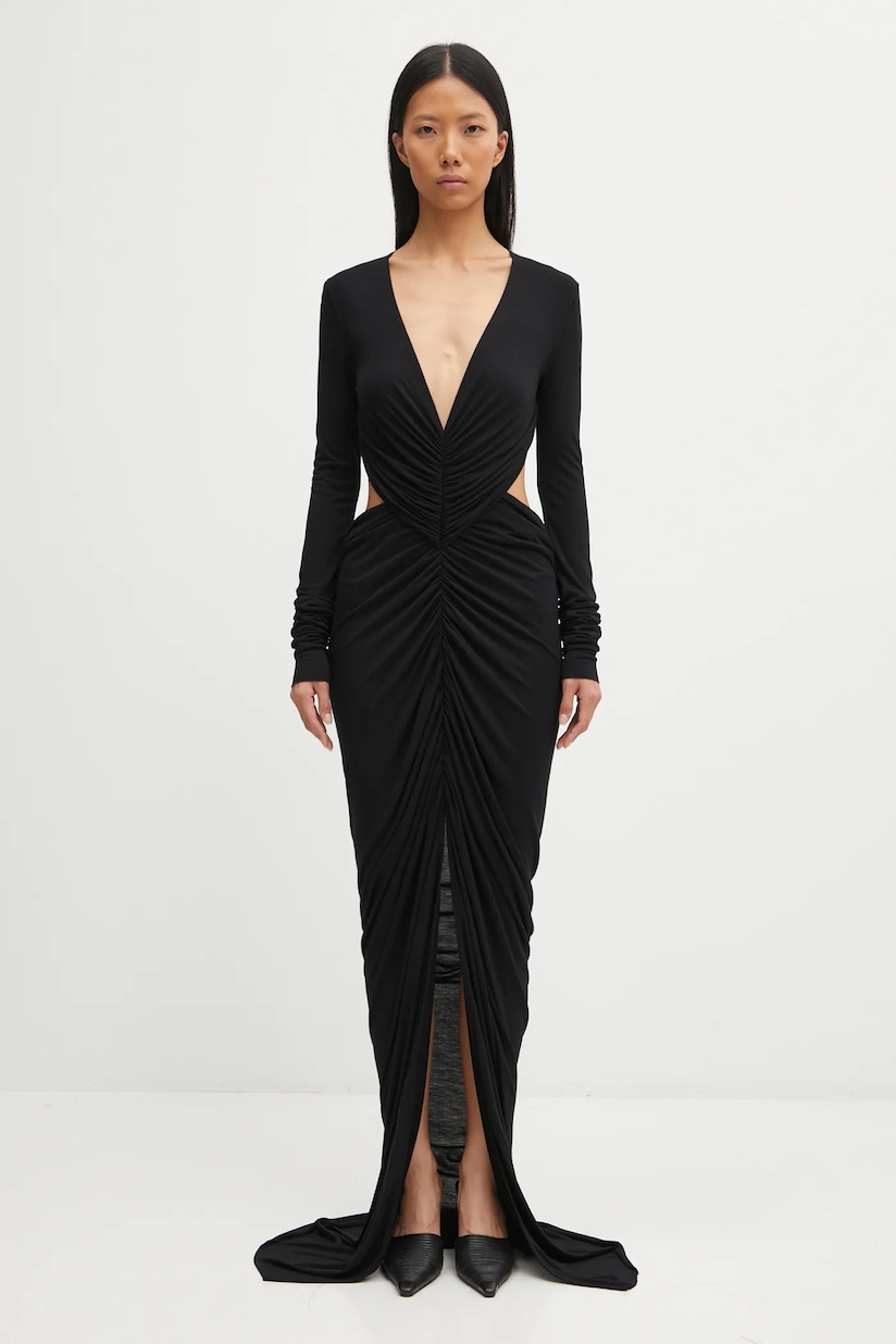 Rick Owens Lilies wool blend dress Eva Gown black color LI02E3504.JBWS at PRM US Rick Owens Lilies wool blend dress Eva Gown black color LI02E3504.JBWS at PRM US