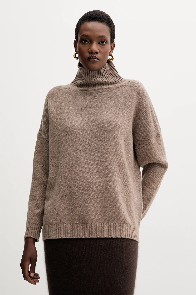 Шерстяной свитер Weekend Max Mara BORGIA цвет коричневый с гольфом