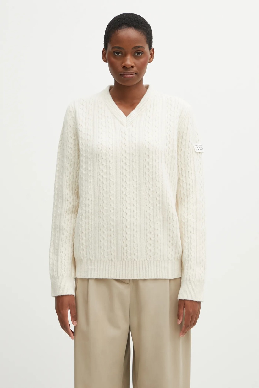 adidas Originals jumper 70s Trefoil Sweater women's beige color