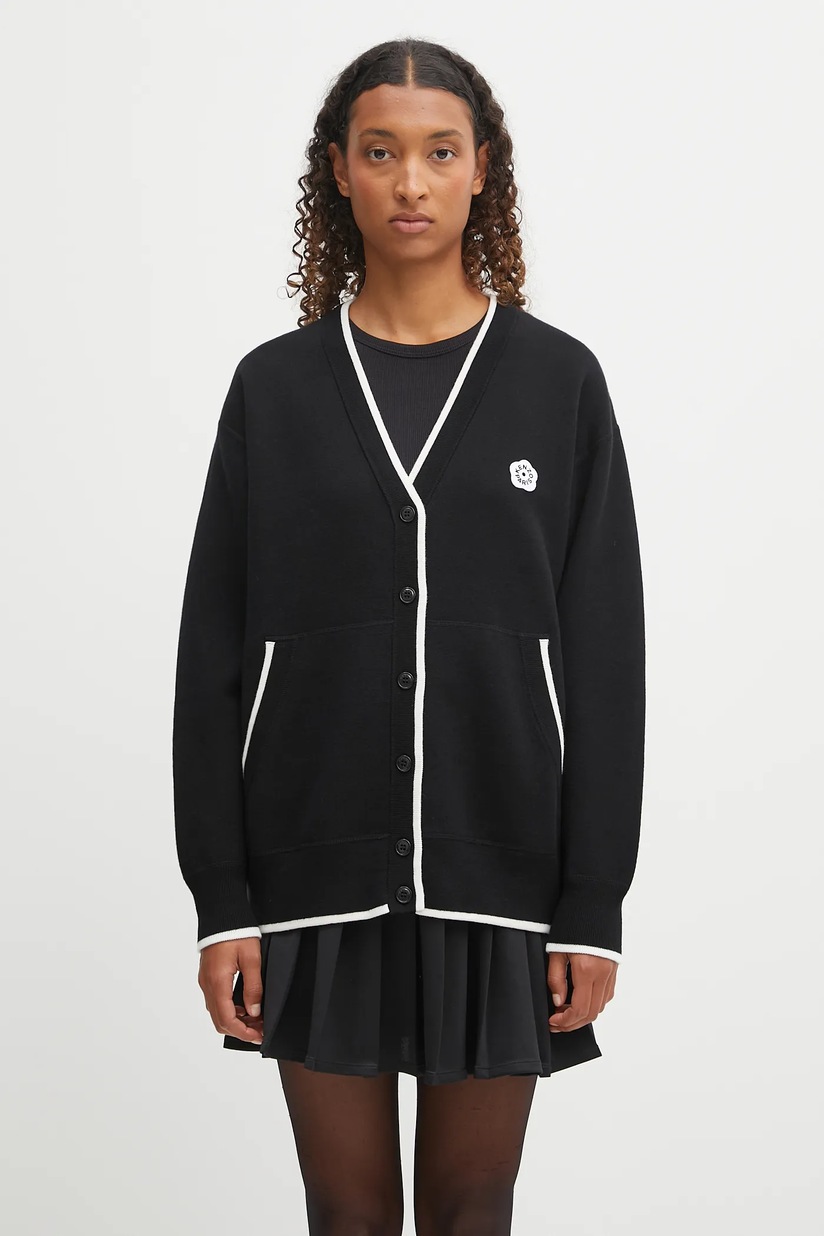 Kenzo woolen cardigan Pop women's black color lightweight