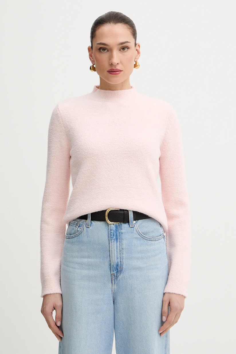 Marc O'Polo pulover de bumbac culoarea roz, cu turtleneck | ANSWEAR.ro