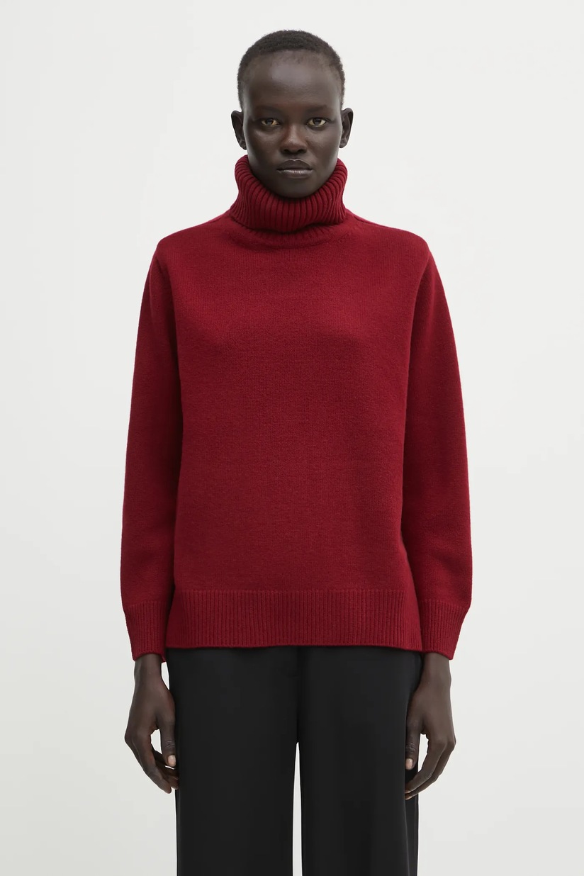 Maison Kitsuné woolen jumper Merino Wool Comfort Turtleneck maroon