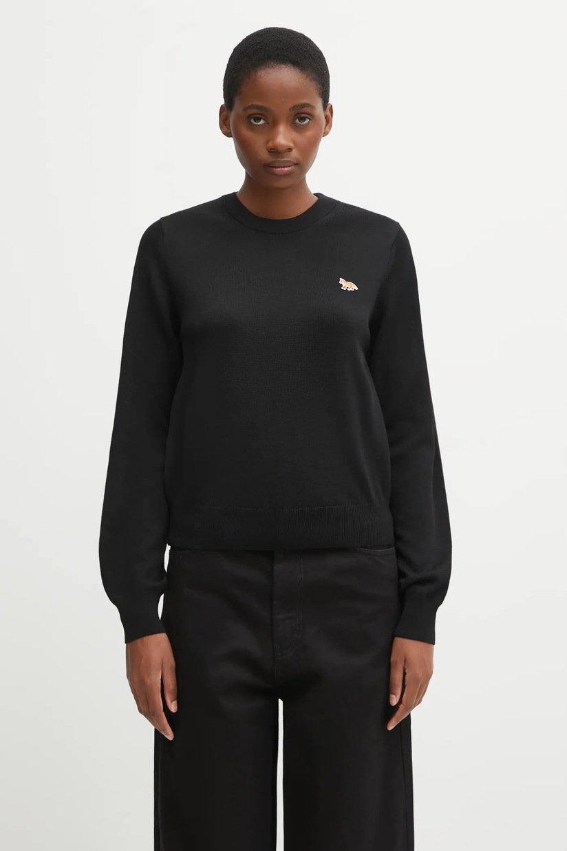 MAISON KITSUNÉ ブラック ニットポロ S MAISON KITSUNE（メゾン キツネ） ポロシャツ BOLD FOX HEAD PATCH