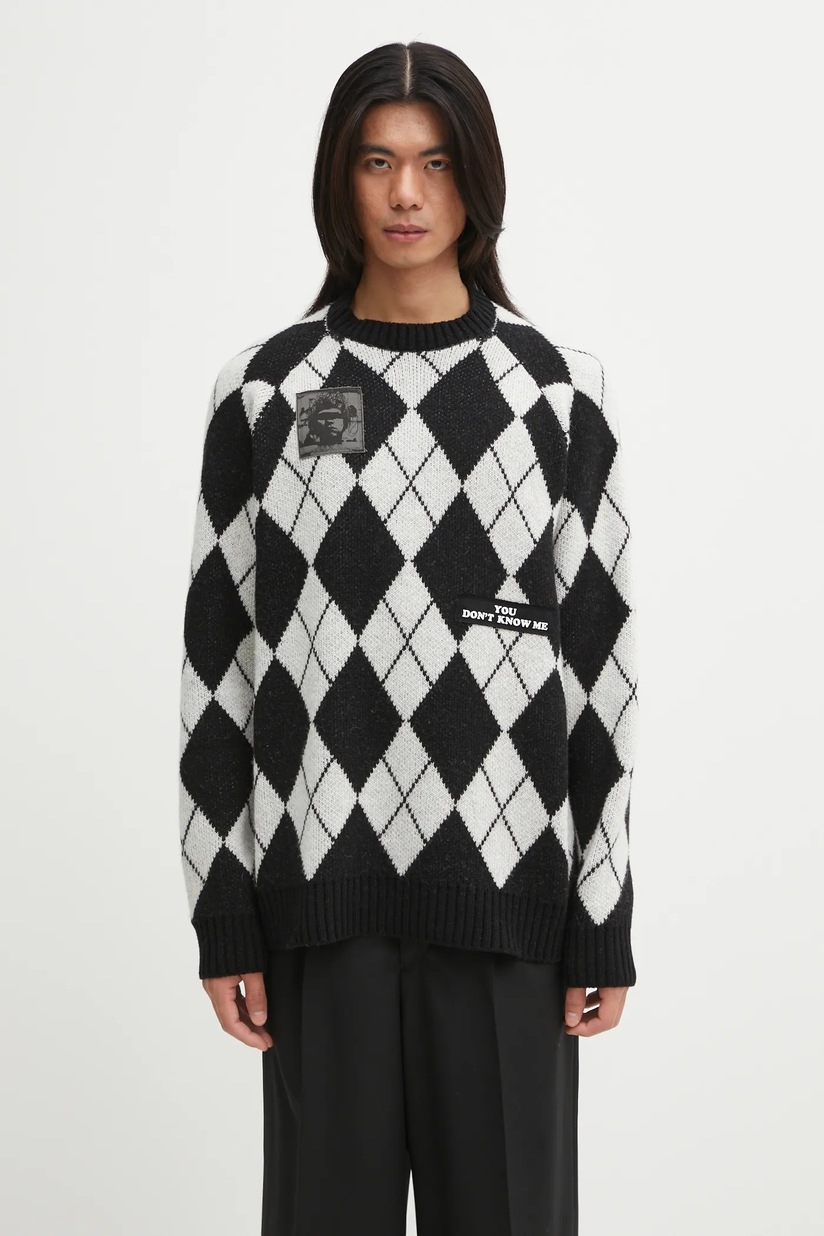 ゴ*リ様 undercover VLADS クルーネックニット　黒 ニット　セー Undercover wool blend sweater Sweater black color UP2E4902 at PRM US