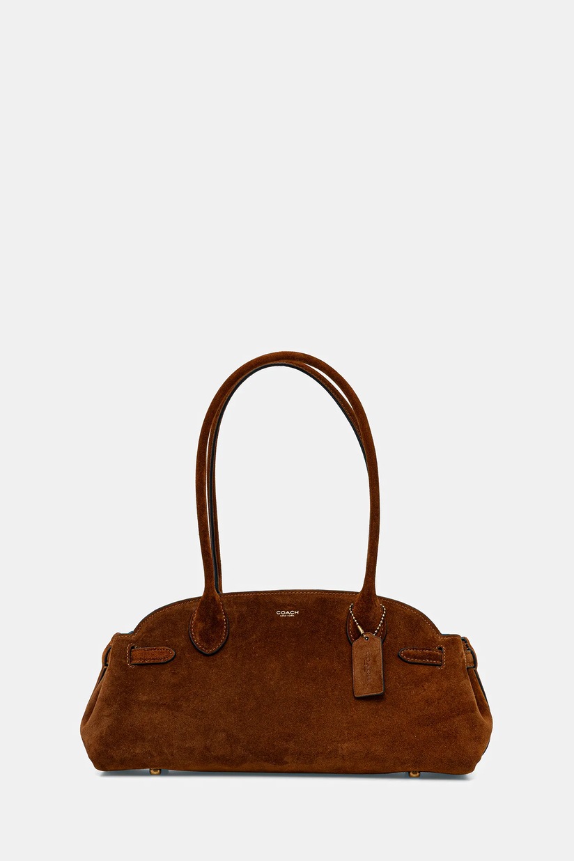 バッグ COACH Carryall Tote Bag with Buckle Замшевая сумочка Coach Empire Carryall Bag 34 цвет коричневый
