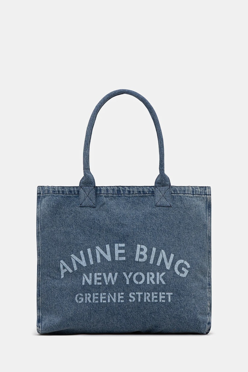 Marine Serre denim handbag Moon Laser Denim Futura Mini blue color
