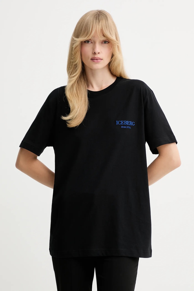 Tシャツ・カットソー ICEBERG Woman Polo Shirt Black 1 A0079000 9000 Iceberg t-shirt bawełniany damski kolor czarny F5B2 6327
