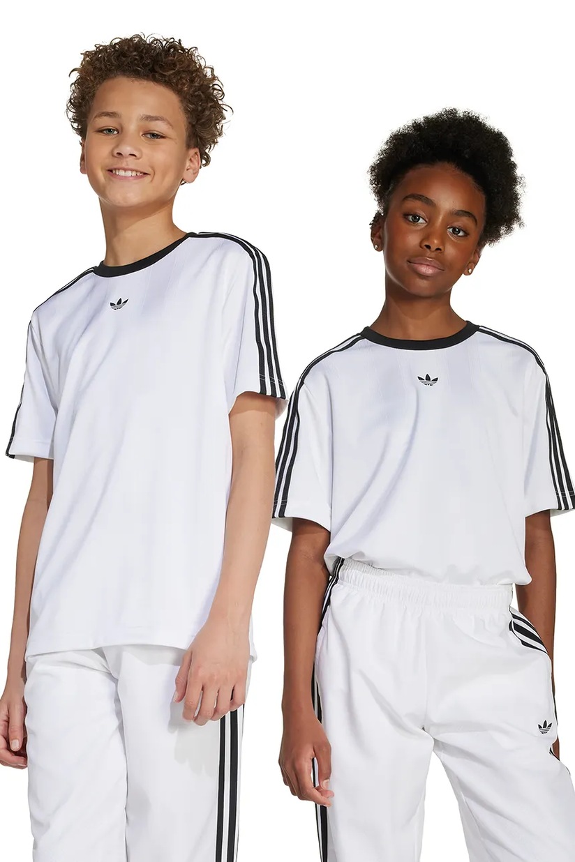 adidas Originals tricou de bumbac pentru copii culoarea alb, cu