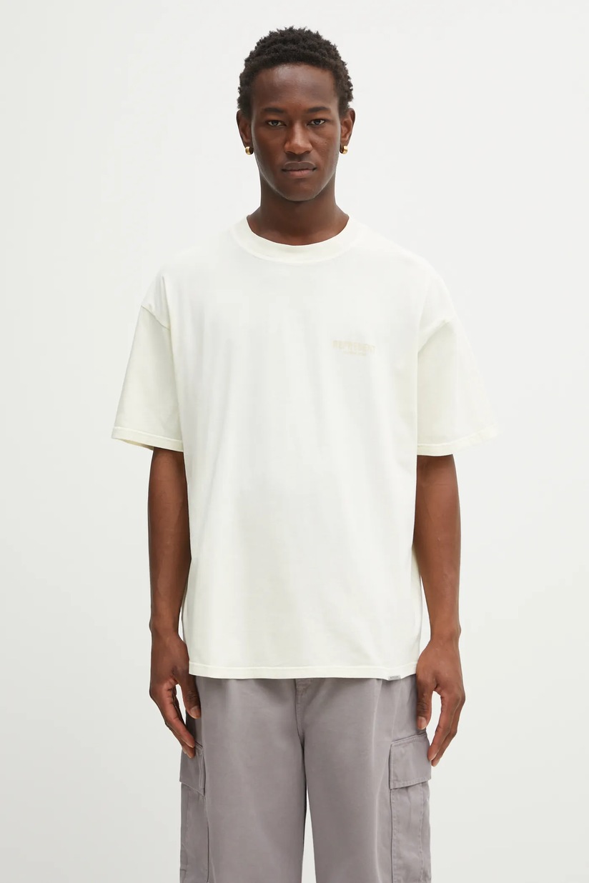 Café Kitsuné cotton t-shirt Biking Barista Fox Relax beige color