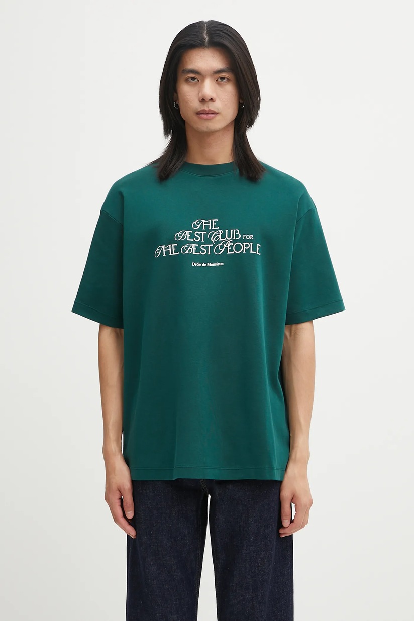New Balance cotton t-shirt men's green color with an application