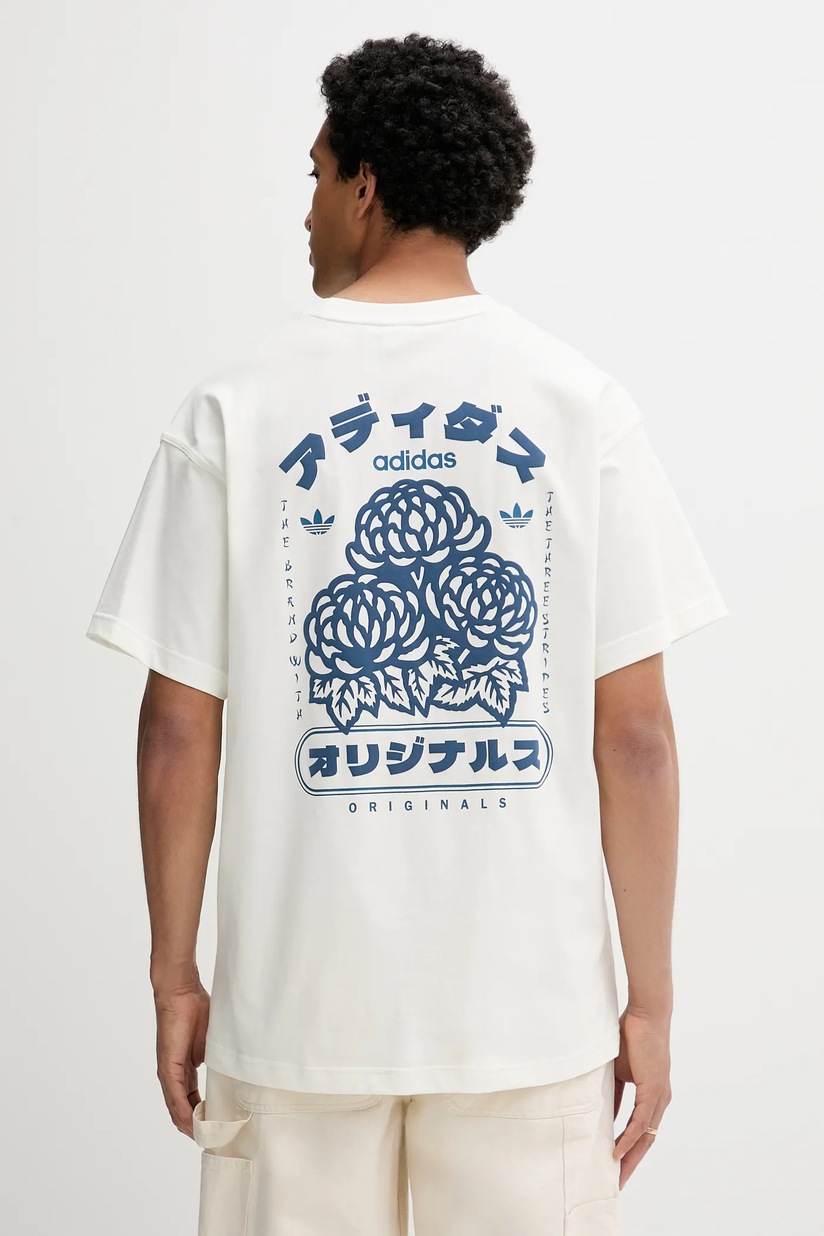 Хлопковая футболка adidas Originals Japan Florals T цвет бежевый с