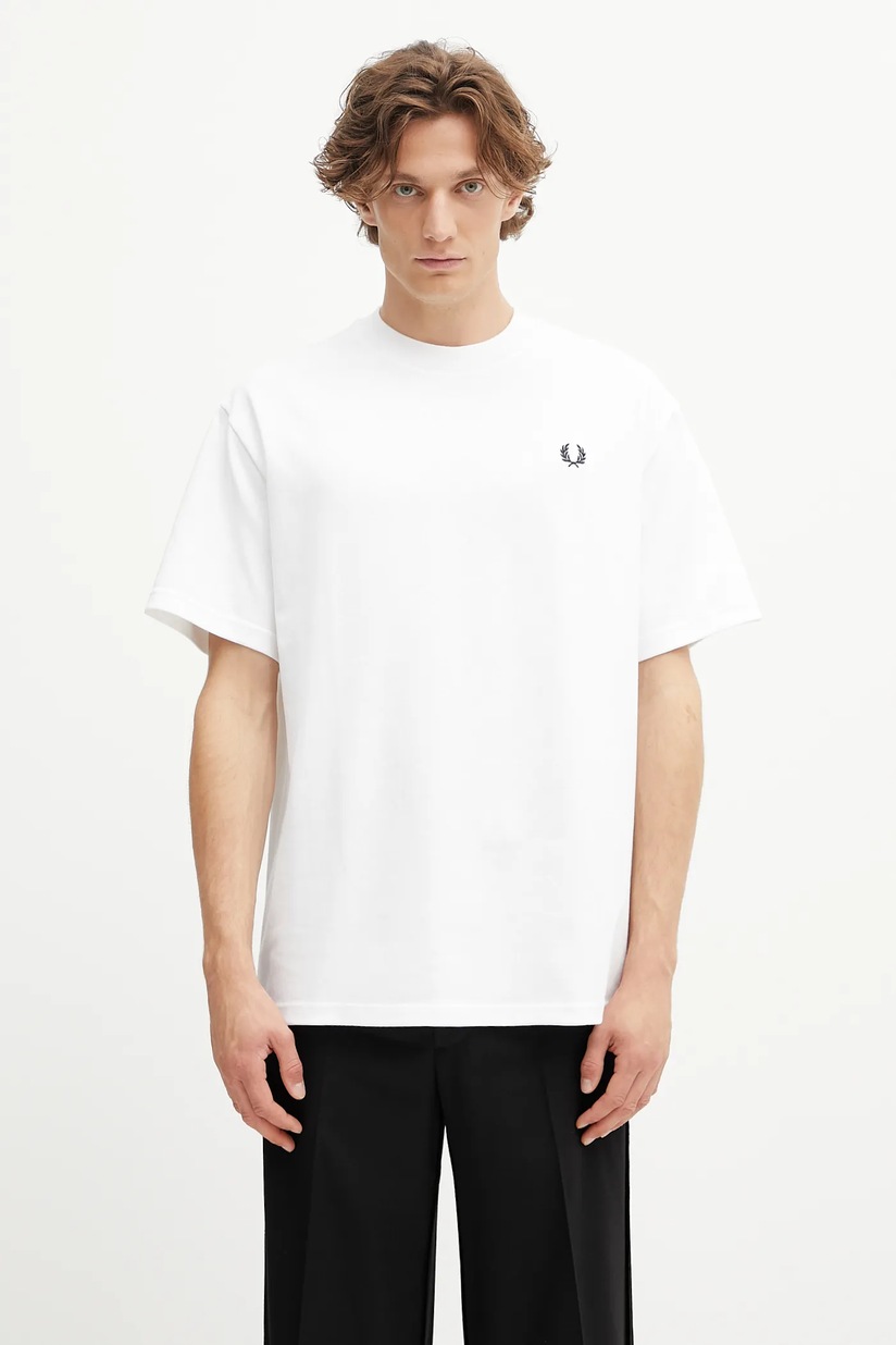 Fred Perry cotton t-shirt Crew Neck T-Shirt men's white