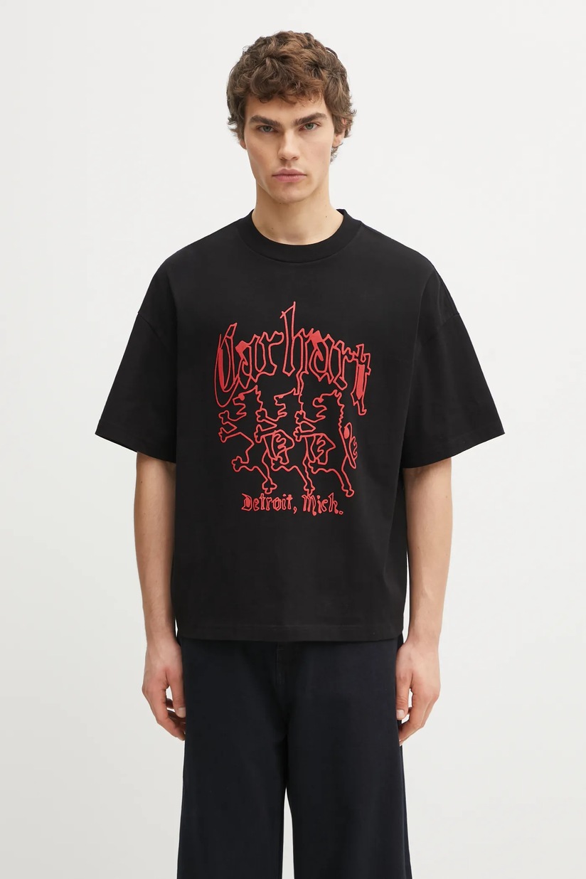 22AW カルトゥッシュ マキシTシャツ 半袖 ブラック ホワイト 36 約S カーハート（CARHARTT）（メンズ）半袖 チェイスTシャツ