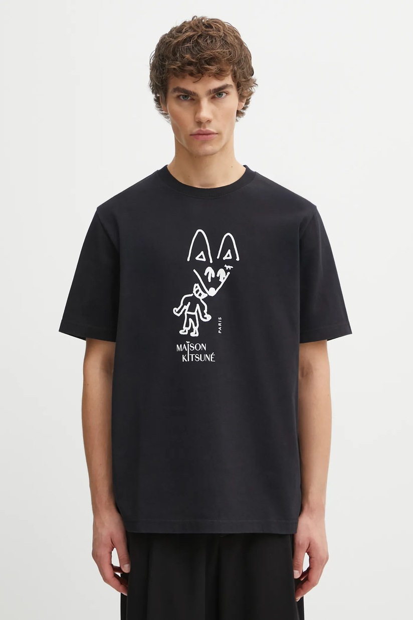 Maison Kitsuné cotton t-shirt Party Fox Comfort black color with a