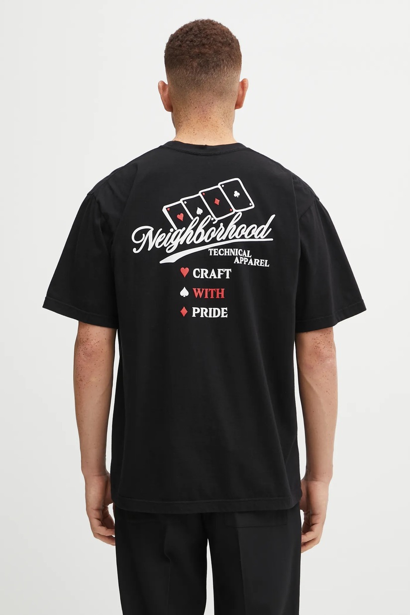 NEIGHBORHOOD t-shirt Tee SS-1 men's black color smooth 241PCNH