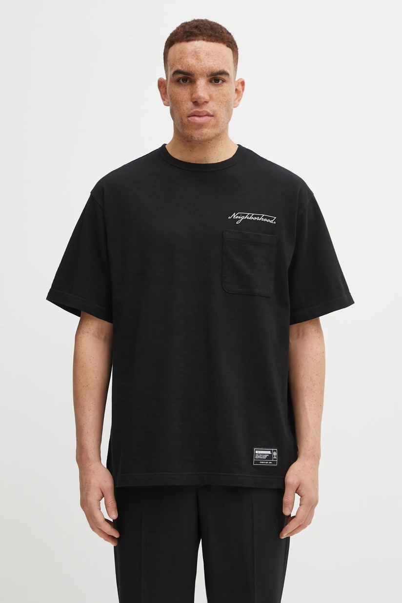 NEIGHBORHOOD t-shirt Tee SS-1 men's black color smooth 241PCNH