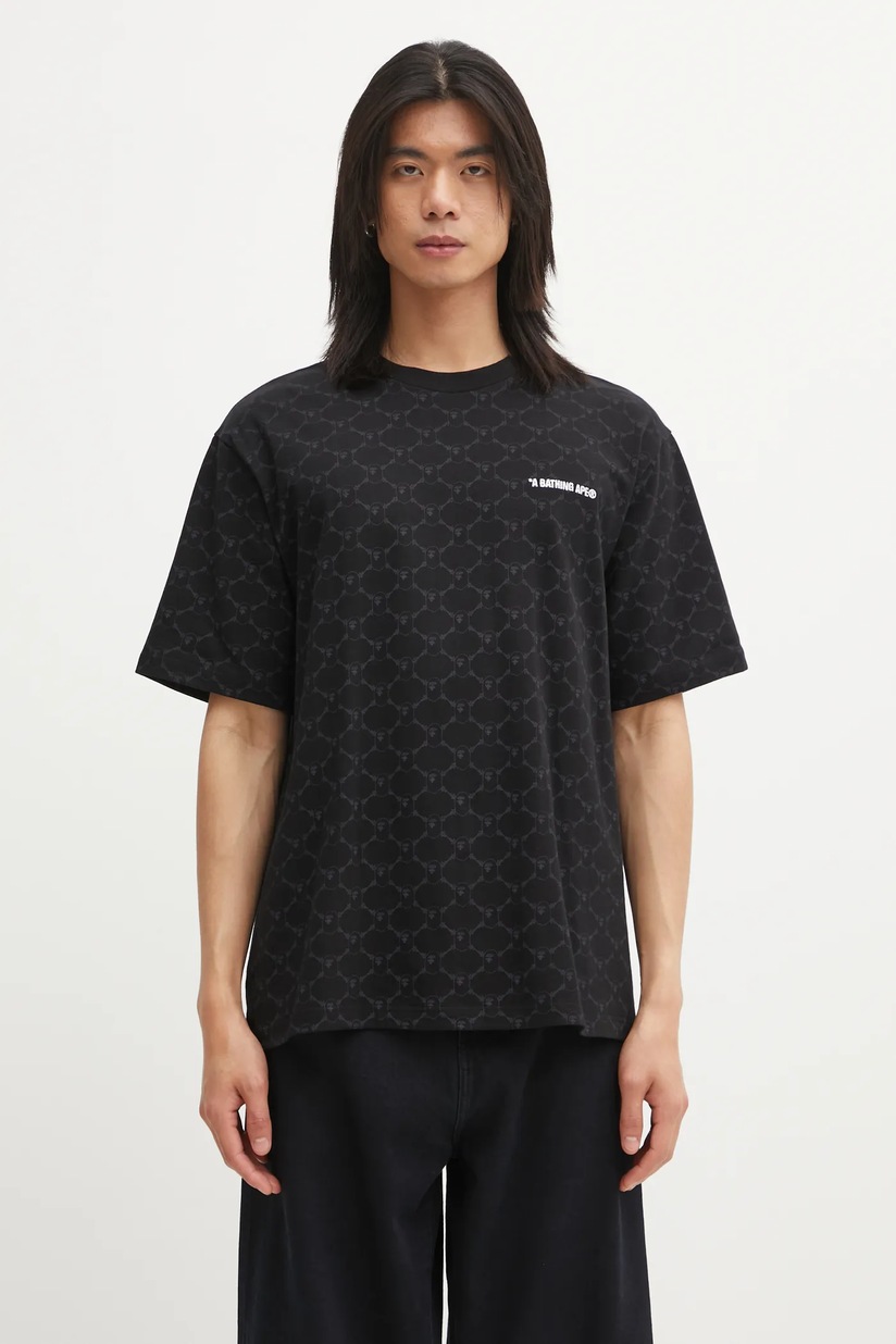 A Bathing Ape cotton t-shirt Shark Tee #2 men's black color with a A Bathing Ape cotton t-shirt Shark Tee #2 men's black color with a