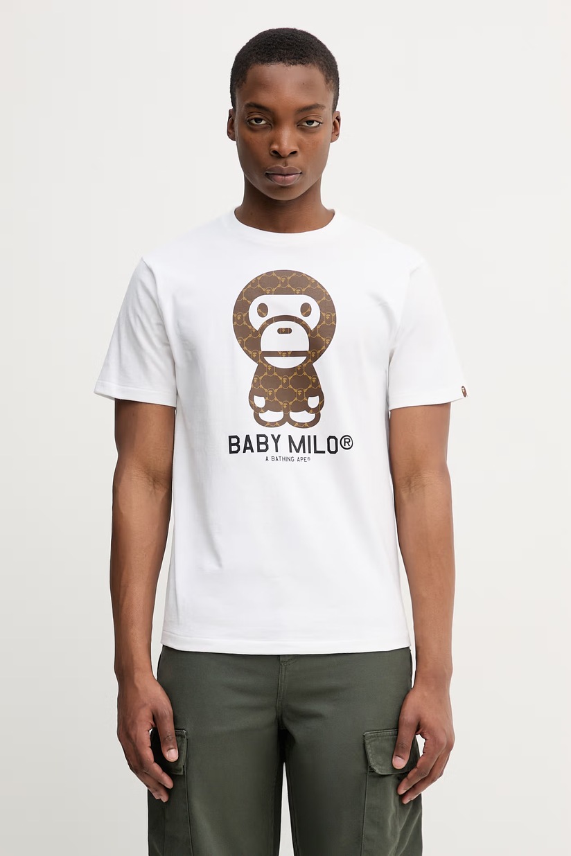 A Bathing Ape cotton t-shirt Sta Houndstooth College men's black