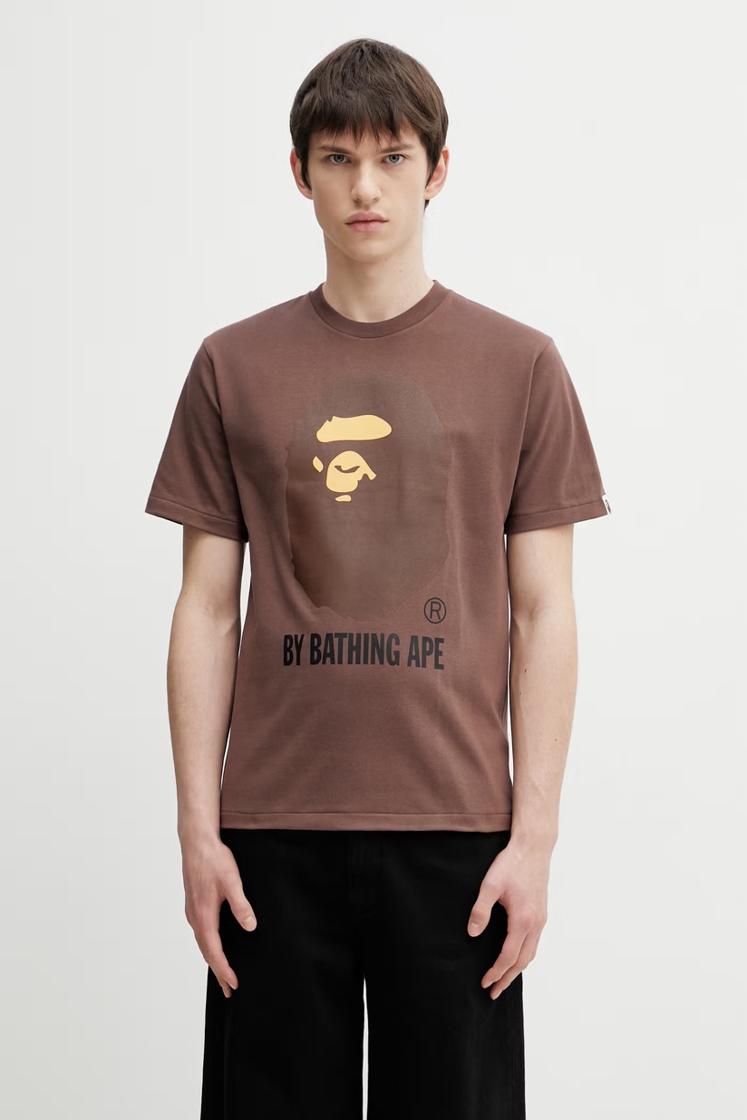 A Bathing Ape cotton t-shirt Bape Camp Tee men's brown color with