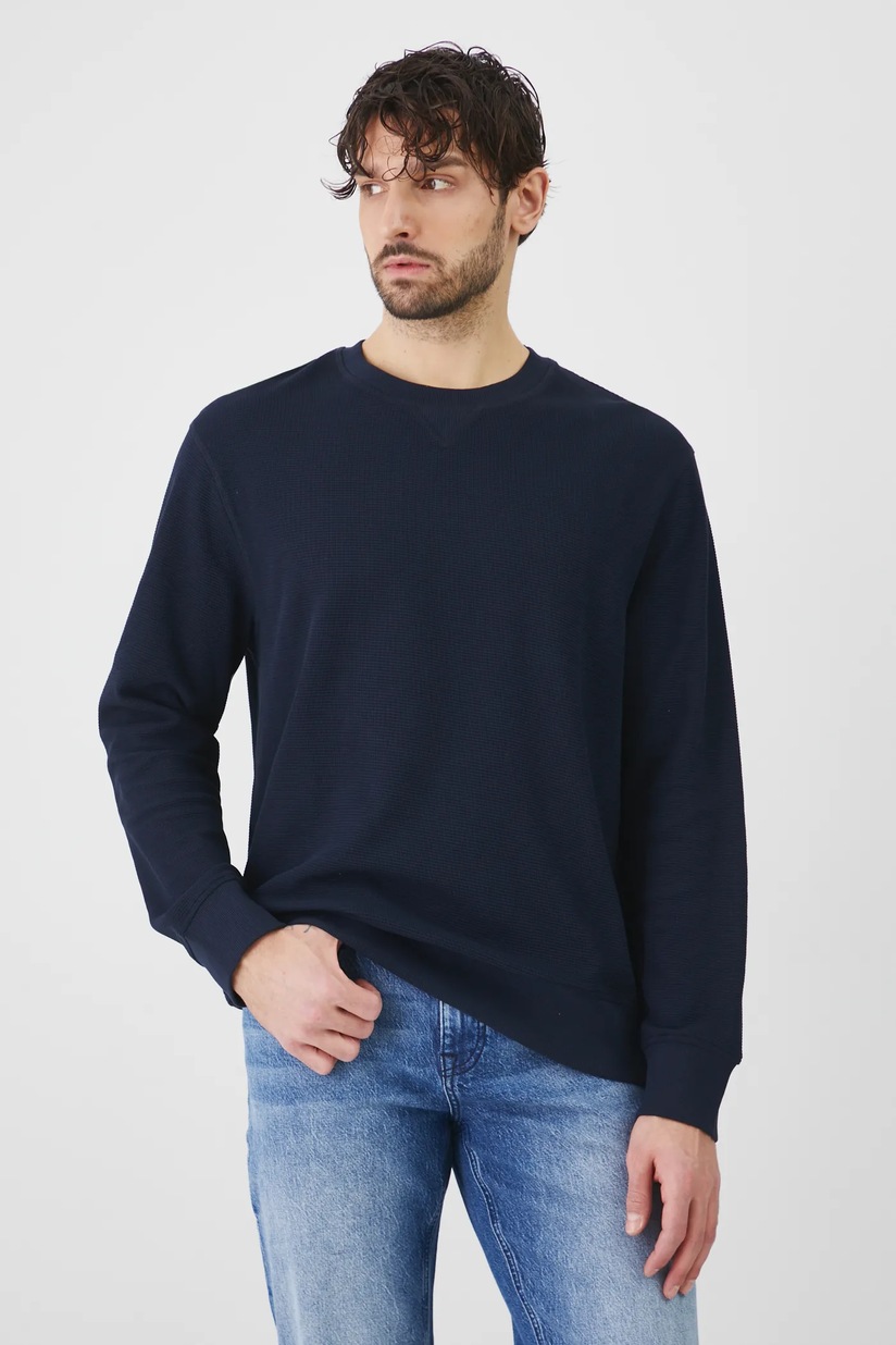 Longsleeve bawełniany męski z fakturą kolor granatowy - MEDICINE