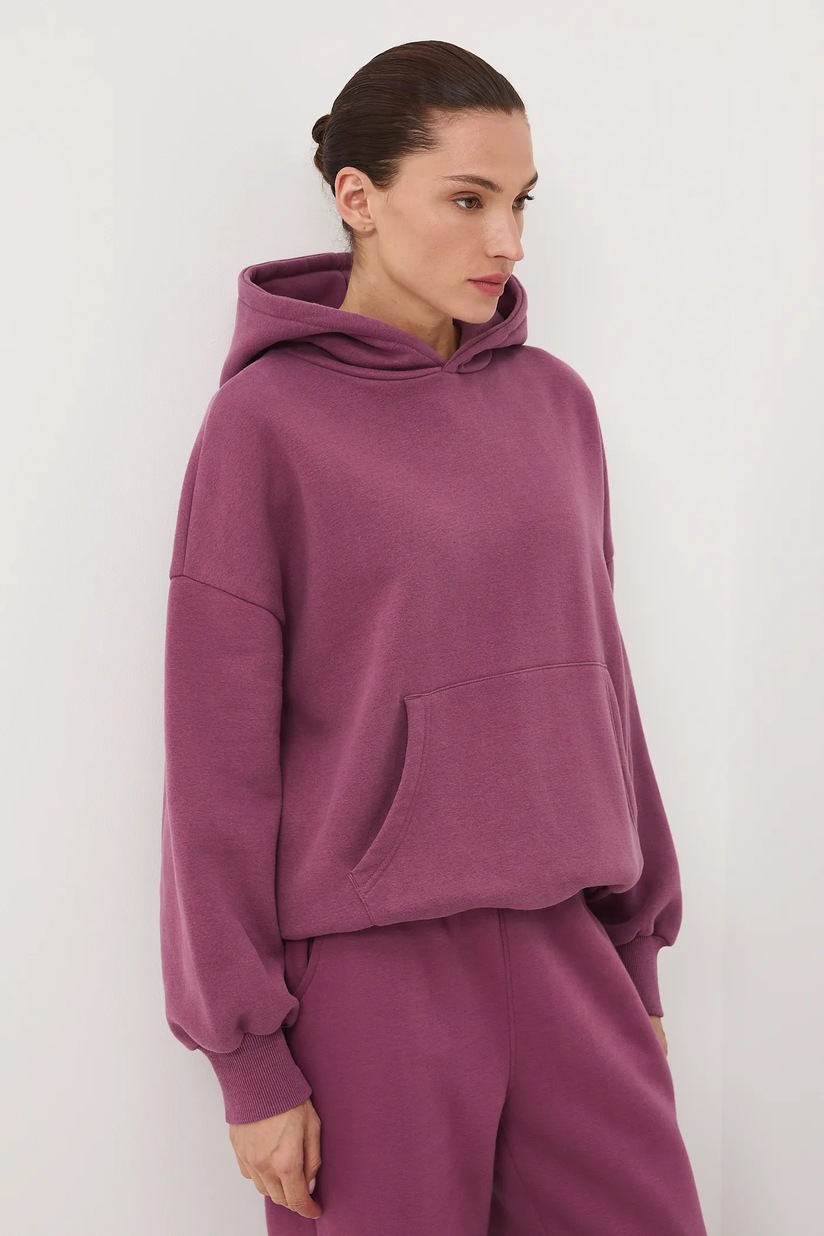 Bluza damska z kapturem w kwiaty kolor beżowy - MEDICINE