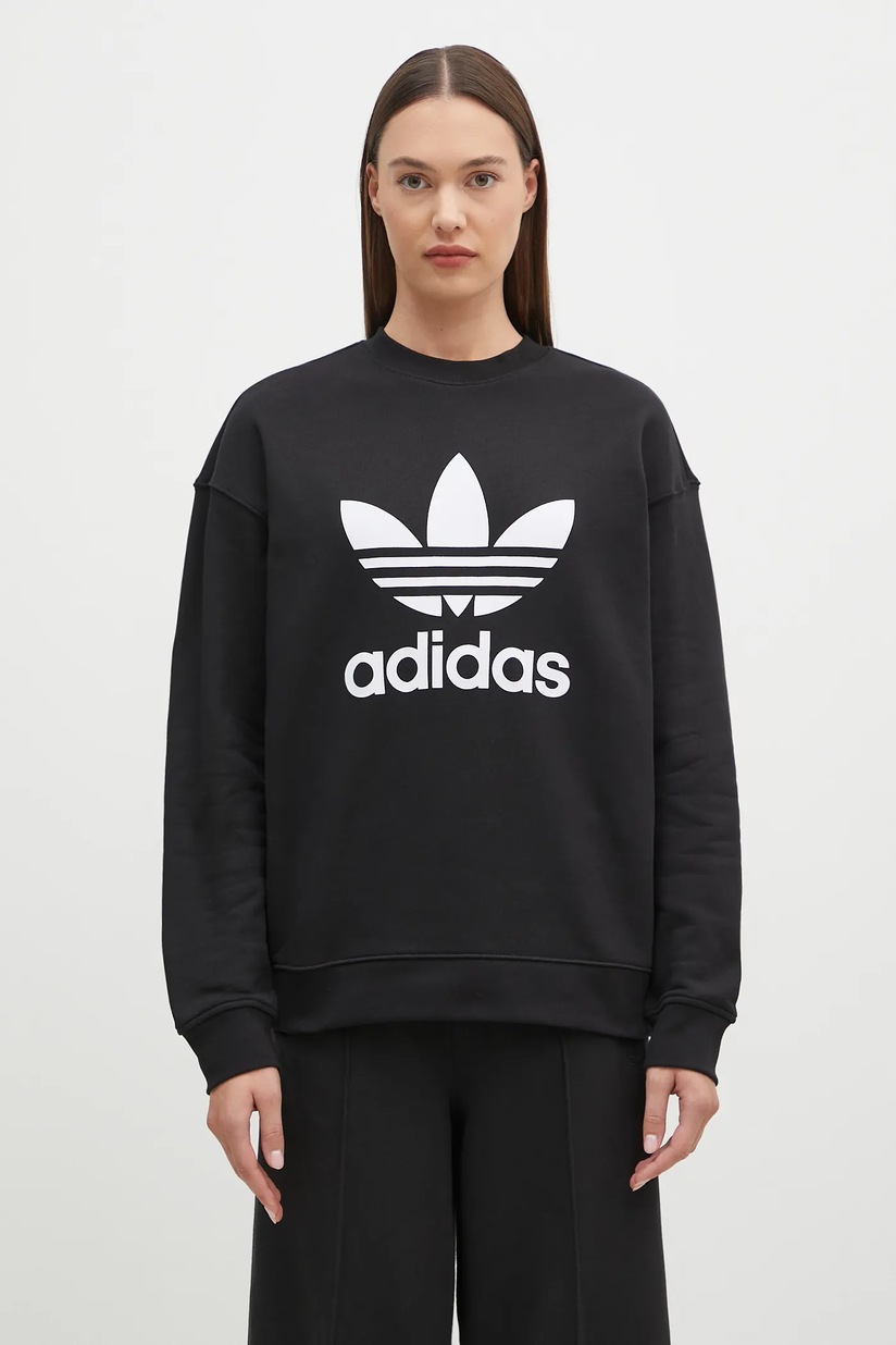 adidas Women's Trefoil Sweatshirt 黒 M adidas Trefoil Crew Sweatshirt - Black | Women's Lifestyle