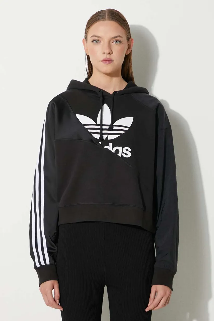 Adidas black cropped sweatshirt hotsell