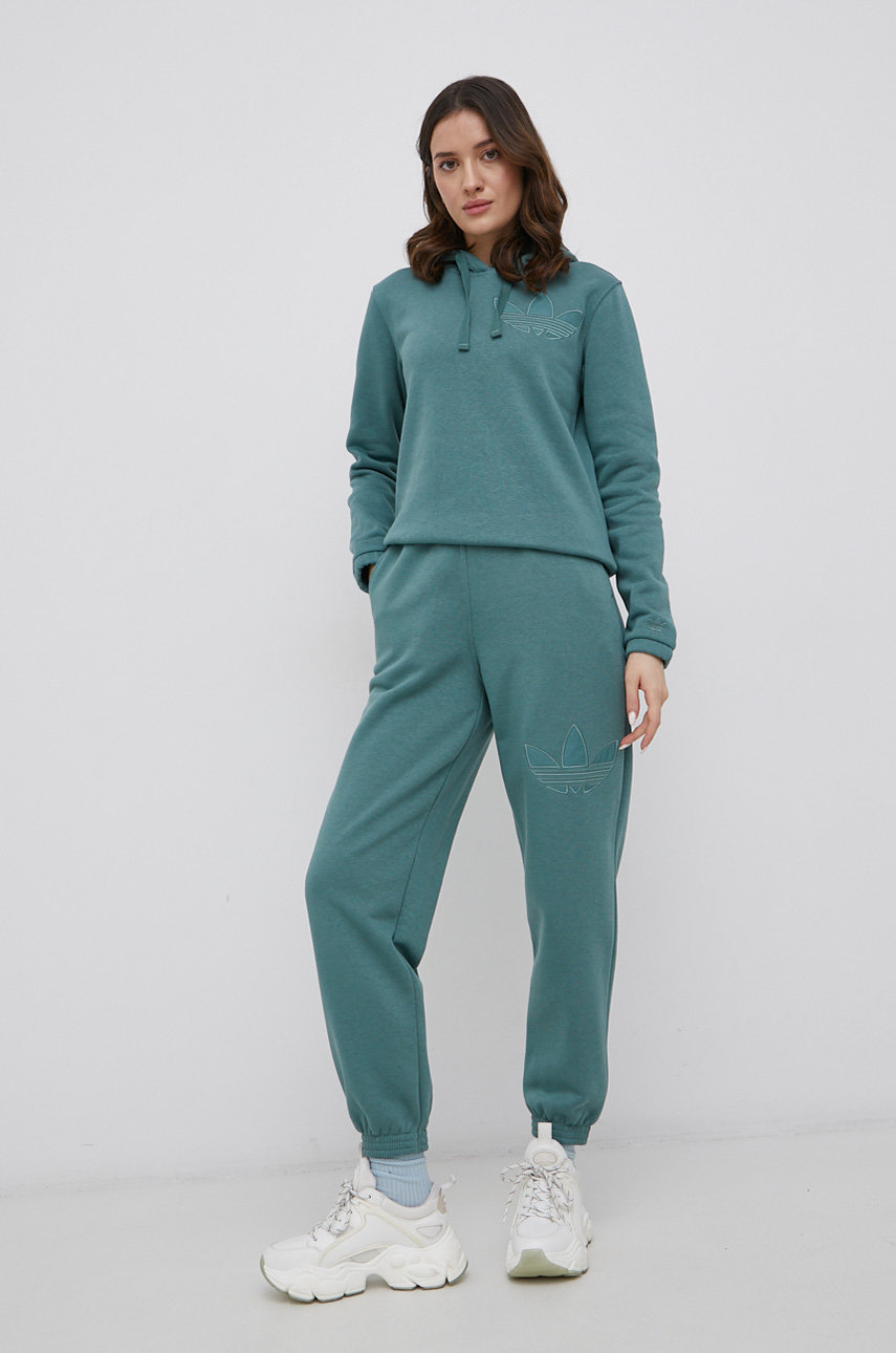 adidas Originals Kalhoty FM2589 barva tyrkysova ANSWEAR.cz