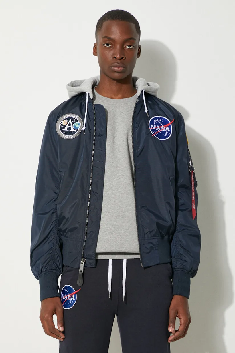 Alpha Industries bomber jacket MA 1 VF NASA men s navy blue col at PRM US