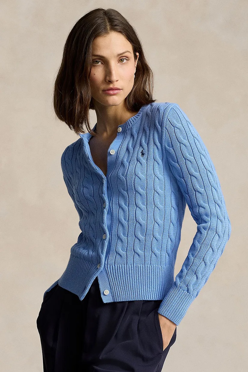 トップス polo ralph lauren pima cotton cardigan Polo Ralph Lauren cotton cardigan blue color 211891643 at PRM US