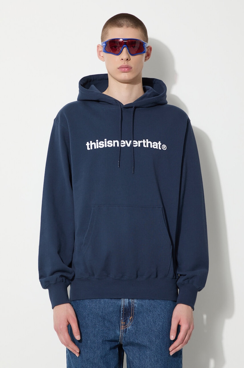 thisisneverthat cotton sweatshirt T-logo LT Hoodie men's navy blue