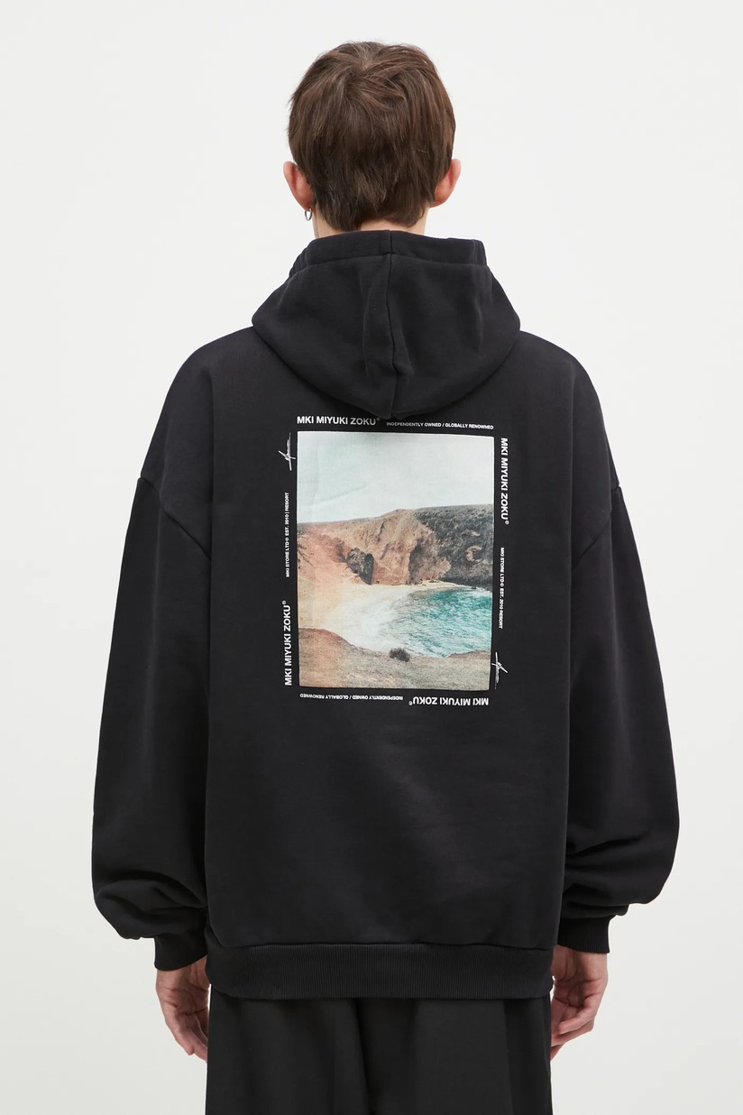 MKI MIYUKI ZOKU sweatshirt Resort Hoody men's black color hooded