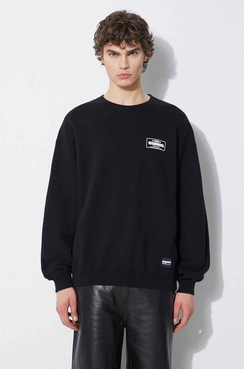 NEIGHBORHOOD cotton sweatshirt SOLID SWEAT ZIP black color