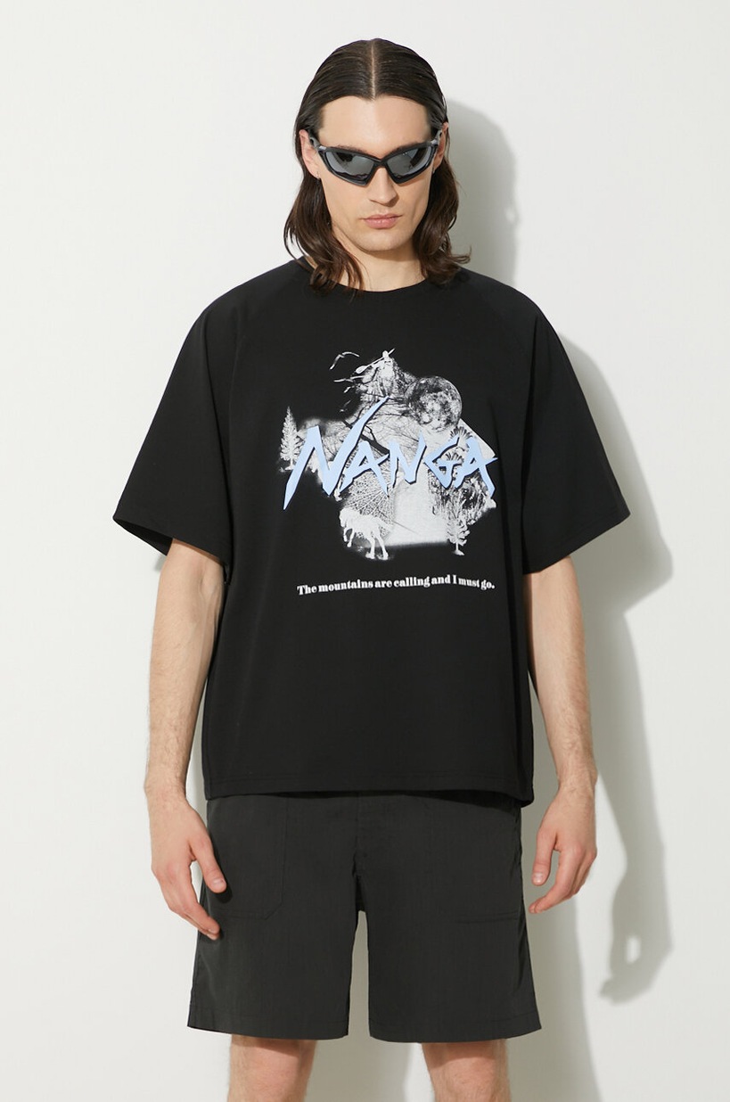 NANGA - rkymyt Nanga t-shirt Dry Mix Frame Logo Tee men's white color with