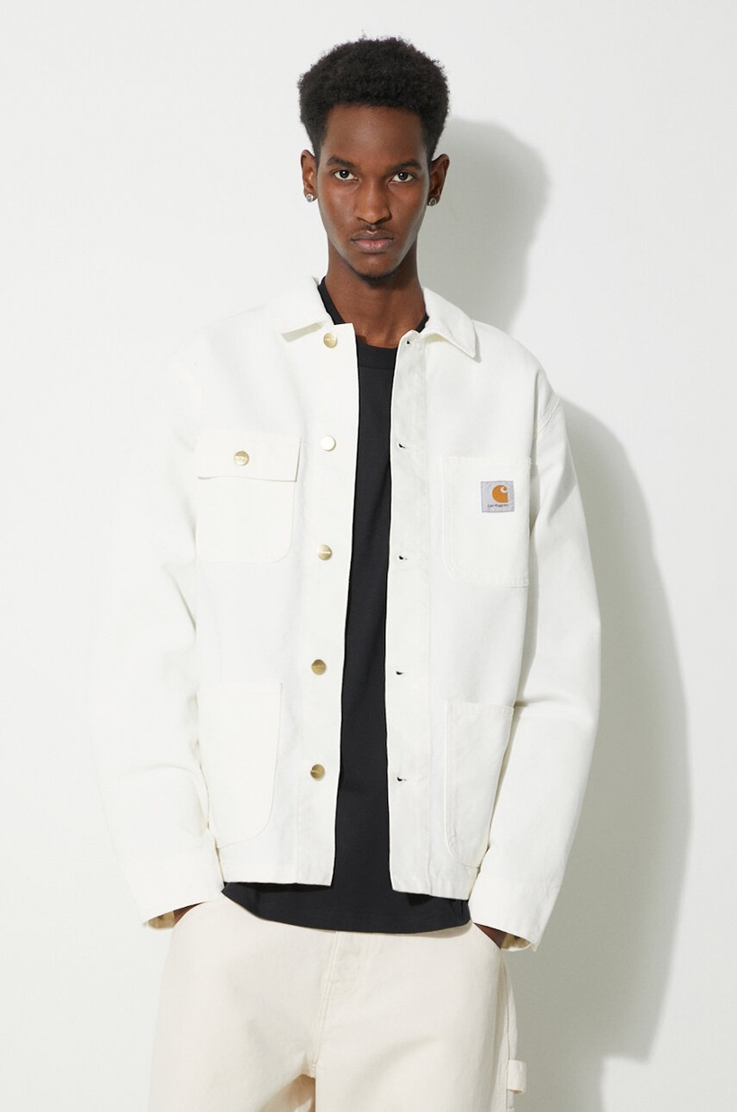 ジャケット・アウター coating denim jacket archive white A-COLD-WALL* jacket Veneer men's beige color ACWMO268 at PRM US