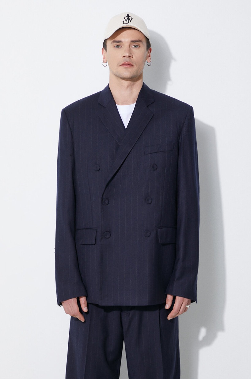 Kenzo wool blazer Kimono navy blue color FE65VE1409RE at PRM US