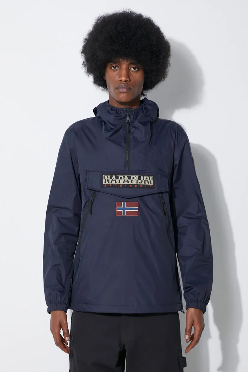 Napapijri jacket Rainforest men s navy blue color NP0A4HX60411 at PRM US