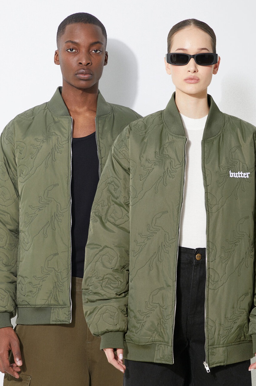 Ameri ISABELLA BACK LAYERED JACKET カーキ Butter Goods bomber jacket Scorpion green color BGQ1243402 at PRM US