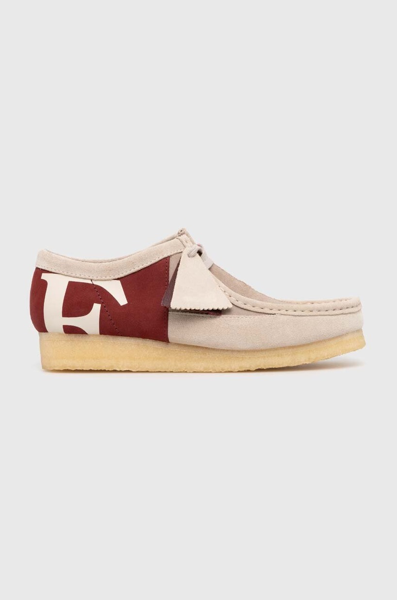 Clarks Originals suede loafers Wallabee Red Combi beige color