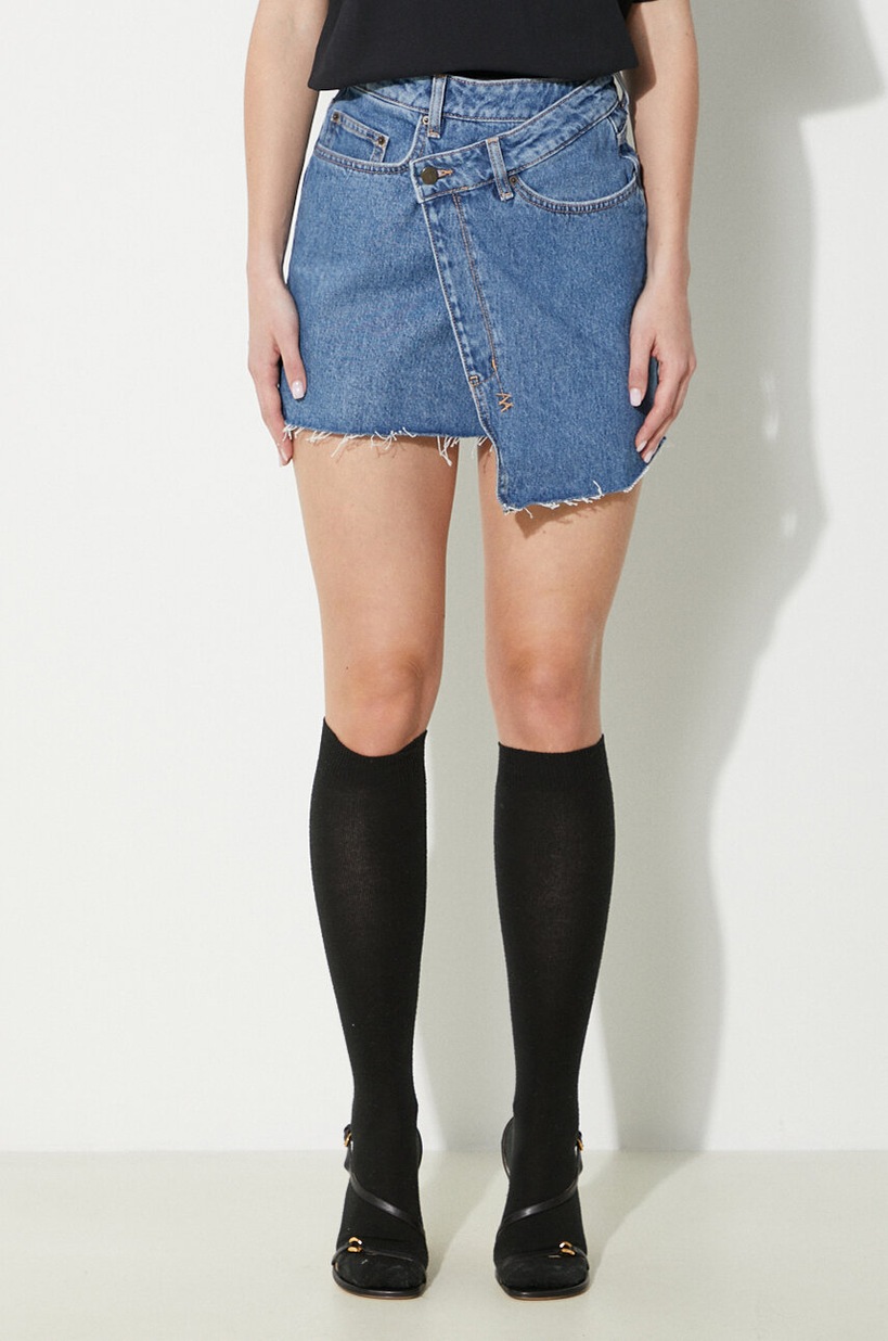 KSUBI denim skirt Rap Skirt Heritage blue color WCO23SK001 at PRM US