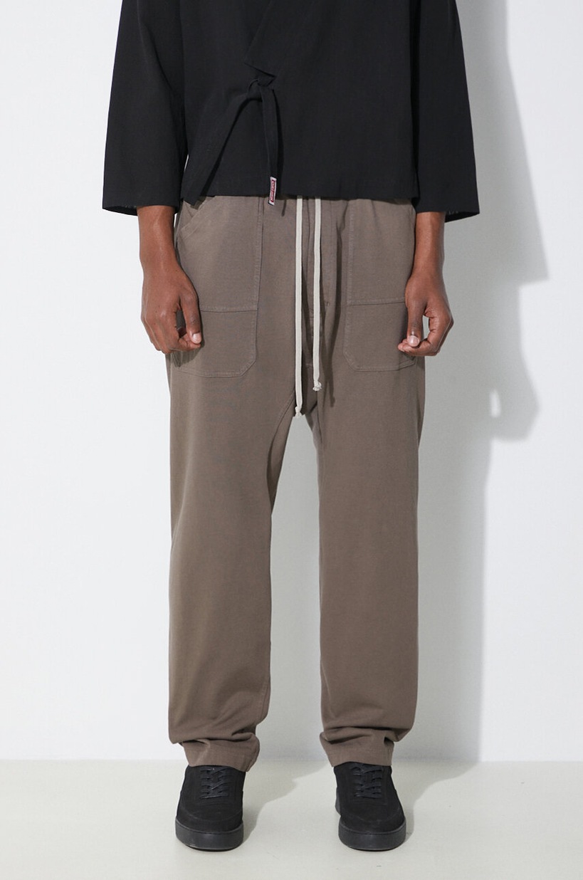Rick Owens cotton joggers Prisoner Drawstring gray color smooth