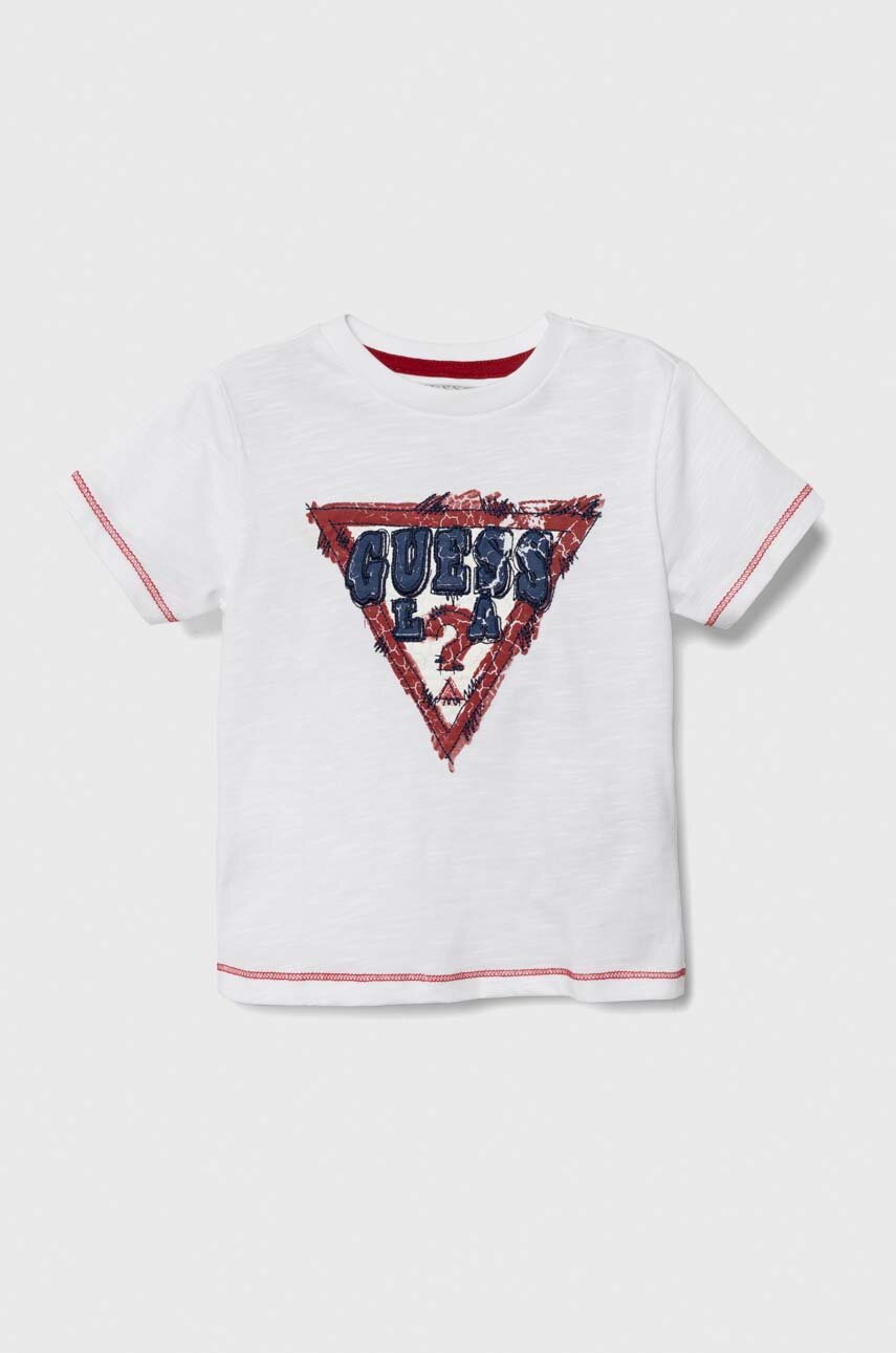 Guess tricou de bumbac pentru copii culoarea alb cu imprimeu ANSWEAR.ro