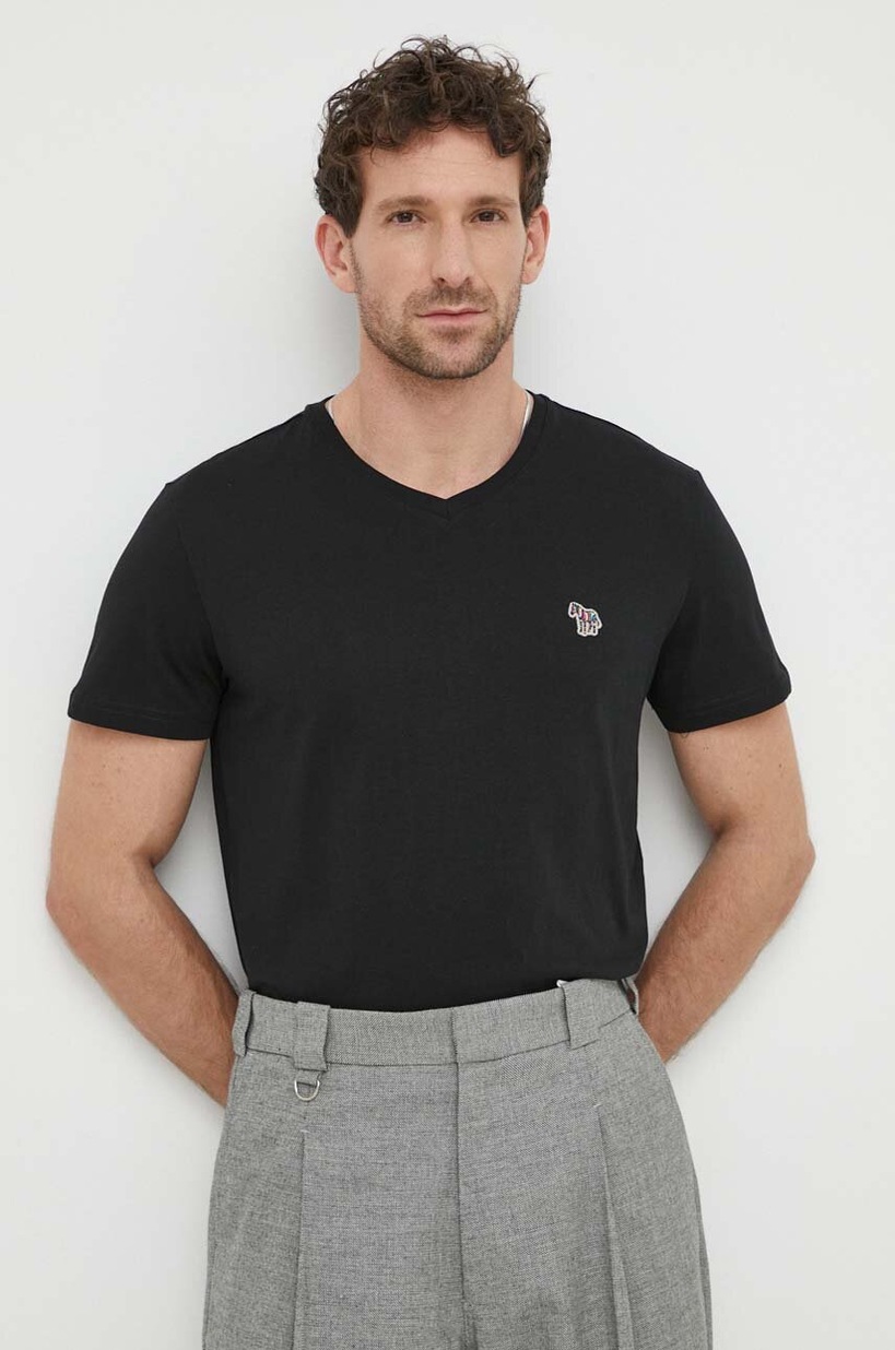 PS Paul Smith t-shirt bawełniany męski kolor czarny z