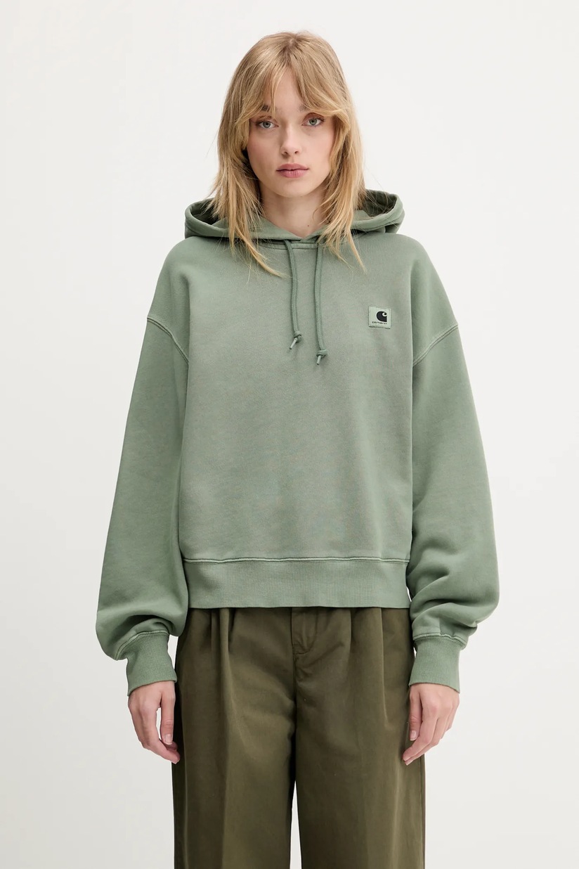 Carhartt WIP cotton sweatshirt Hooded Nelson Sweat green color