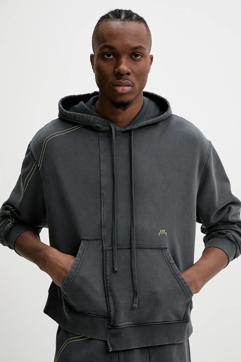 ★送料・関税込★A-COLD-WALL★COTTON HOODIE SWEATSHIRT★ A-COLD-WALL* cotton sweatshirt Brutalist Hoodie men's black