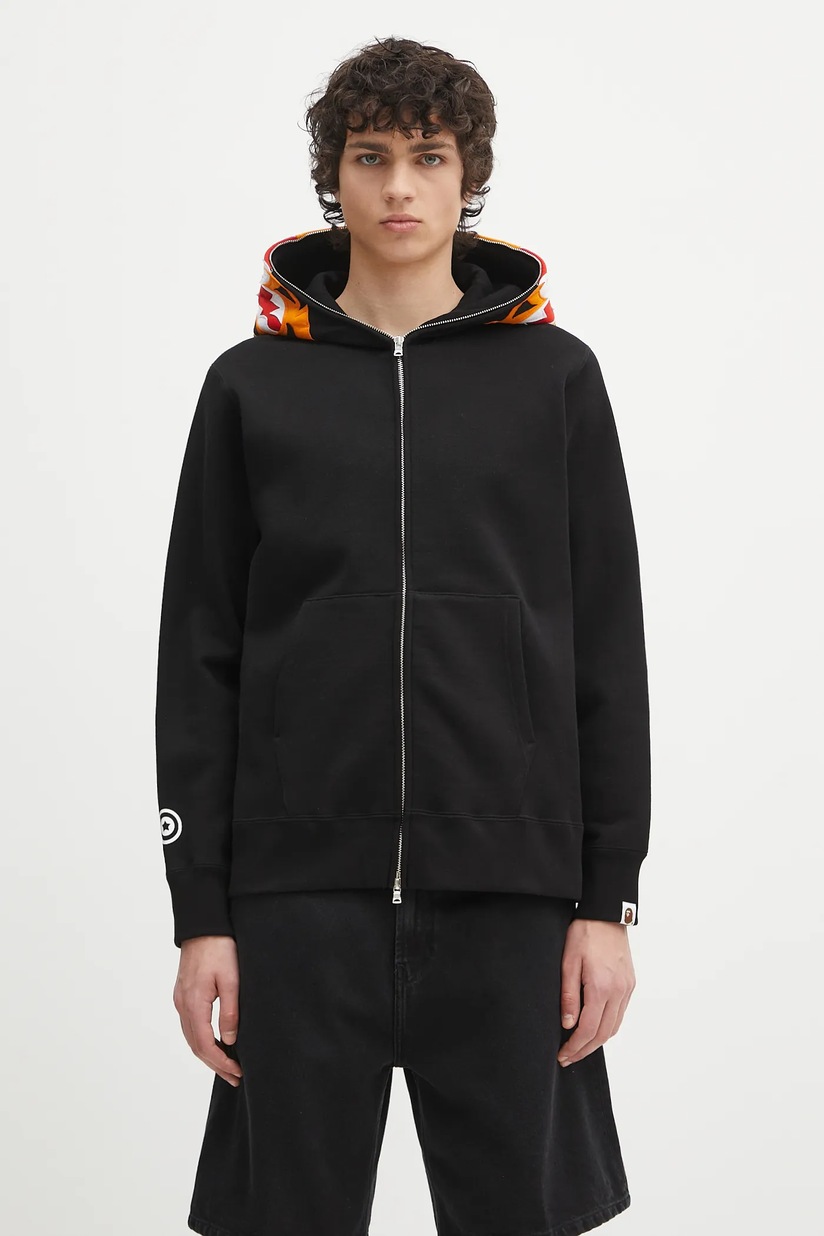 BATHING APE スゥエット A Bathing Ape cotton sweatshirt Tiger Full Zip black color hooded